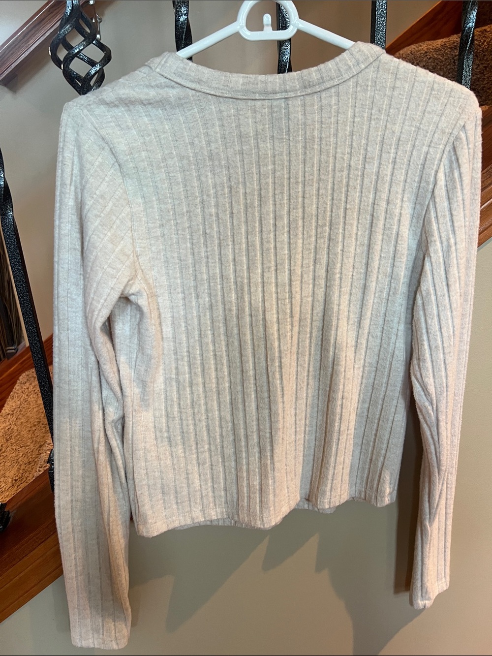Universal Thread Beige Ribbed V-Neck Button Cardigan - Picture 9 of 9